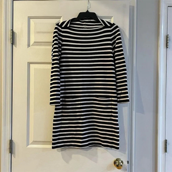 Kate Spade Dresses & Skirts - Kate Spade XS Black Striped Knit Dress 3/4 Sleeve Knee Length Casual